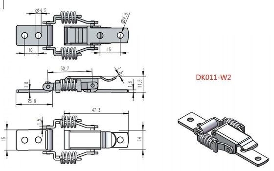 DK011G2 Móc khóa lò xo bằng thép không gỉ có móc an toàn