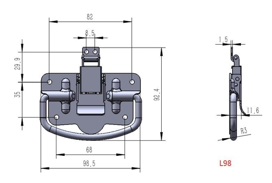 SS304 Tay cầm trước ngực bằng thép không gỉ gấp hạng nặng Chống gỉ với khóa chốt chuyển đổi