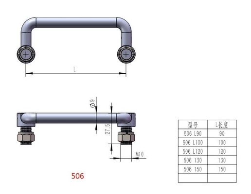L100 SS304 Kéo gấp Tay cầm bằng thép không gỉ 90 độ