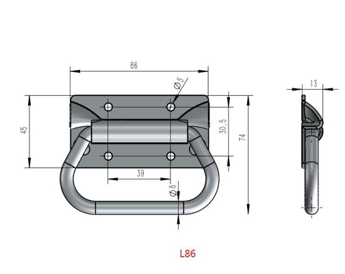 Máy đóng tủ mạ kẽm L86mm Tay cầm kéo ngực bằng thép carbon