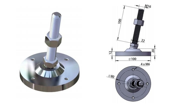 Máy M16 Bàn nâng có thể điều chỉnh Máy nâng hạng nặng Máy nâng chân 10 * 2cm Pad chống ăn mòn