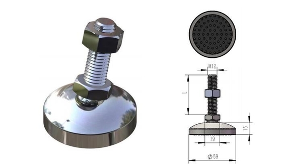 Chân điều chỉnh bằng thép không gỉ M12 với đệm cao su SGS ISO9001