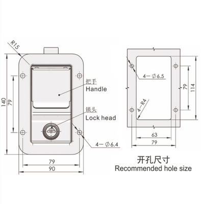 Khóa bảng điều khiển gắn phẳng L3885rls tùy chỉnh Khóa hộp công cụ xe tải Chốt mái chèo