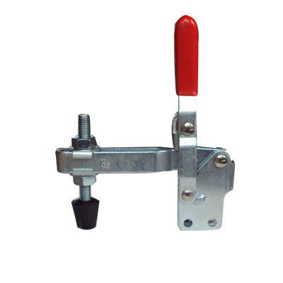 HD-12137 Nhả nhanh theo chiều dọc Nhấn giữ Chuyển đổi Kẹp thép có tay cầm cao su màu đỏ