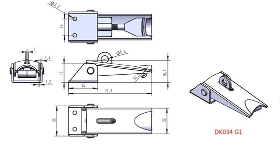 DK034G1 Chốt chuyển đổi nhỏ có thể điều chỉnh bằng ốc vít và lỗ khóa